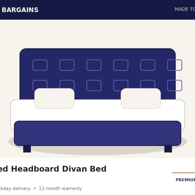 Cubed Headboard Divan Bed – Hybrid Mattress Included